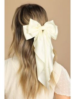 Elegant Finish Ivory Oversized Bow Hair Clip