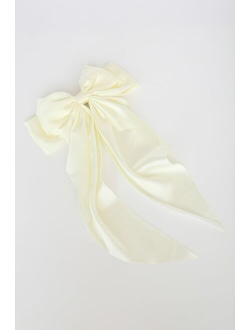 Lulus Elegant Finish Ivory Oversized Bow Hair Clip