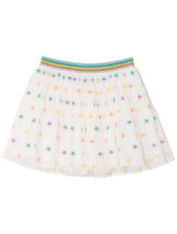 Kids star-embroidered tulle skirt