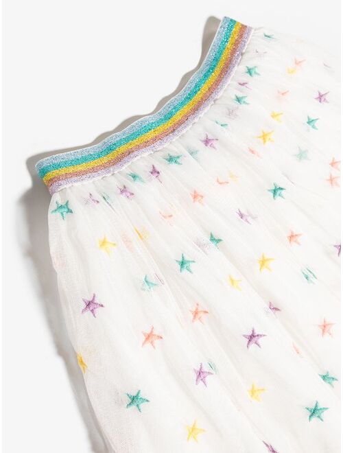 Stella McCartney Kids star-embroidered tulle skirt