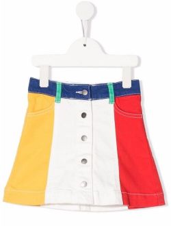 Kids colour-block denim skirt