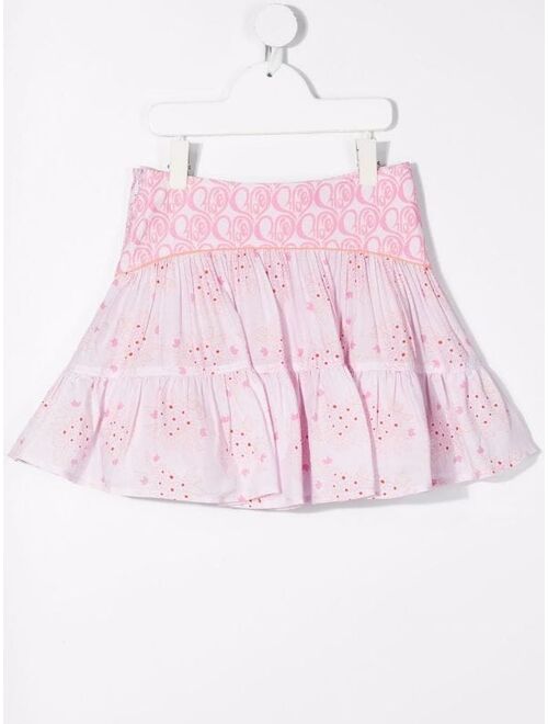 Chloe Kids floral-print tiered skirt