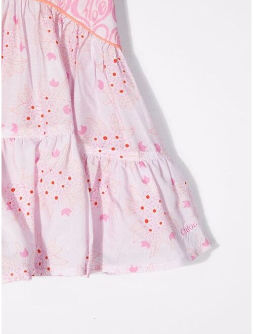 Chloe Kids floral-print tiered skirt