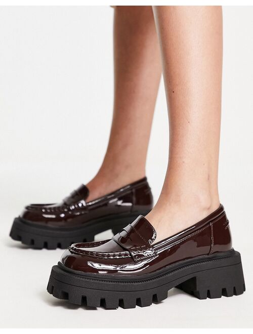 ASOS DESIGN Mulled chunky loafer in chocolate patent