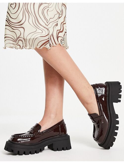 ASOS DESIGN Mulled chunky loafer in chocolate patent