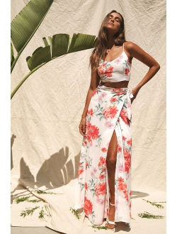 Bloom With a View Red Floral Print Two-Piece Maxi Dress