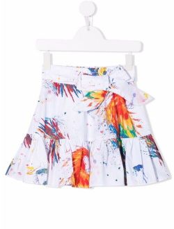 Kids ruffled paint-splatter skirt