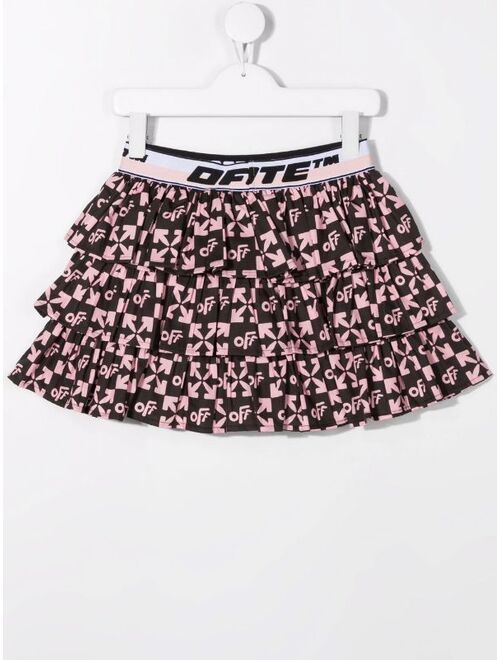 Off-White Kids monogram-print ruffle skirt
