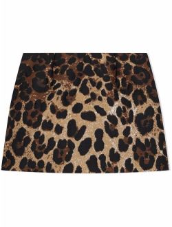 Kids leopard-print A-line skirt