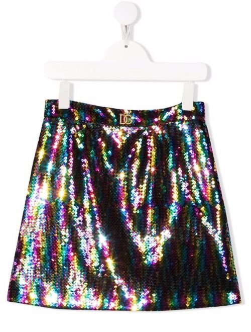 Dolce & Gabbana Kids sequin-embellished midi skirt
