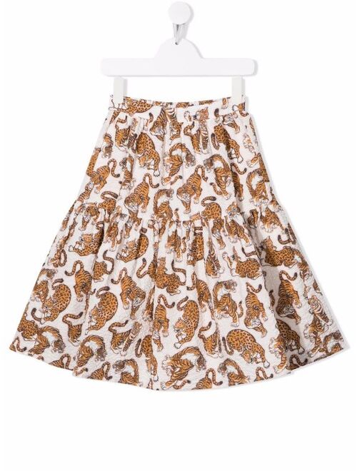 Kenzo Kids all-over tiger-print skirt
