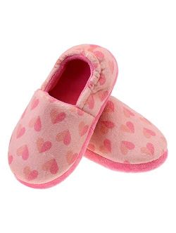 LA PLAGE Girls Slippers Cozy Warm House Slippers for Girls Indoor/Outdoor Cute Pink Heart On Upper