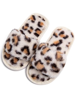 Techcity Boys Girls Fuzzy House Slippers Cute Comfy Faux Fur Slip On Fluffy Plush Open Toe Home Slides for Kids Indoor Outdoor Warm Shoes