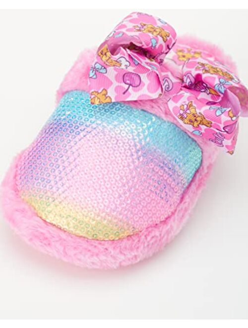 JoJo Siwa Girls' Slippers - Plush Fuzzy Slippers with Signature Bow (Toddler/Little Girl)