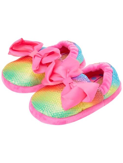 JoJo Siwa Girls' Slippers - Plush Fuzzy Slipper House Shoes (Toddler/Girl)