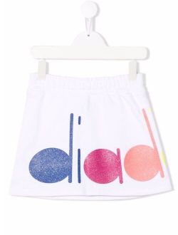 Junior logo-print flared skirt