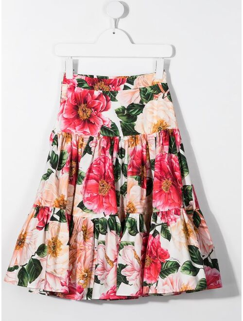 Dolce & Gabbana Kids floral print tiered skirt
