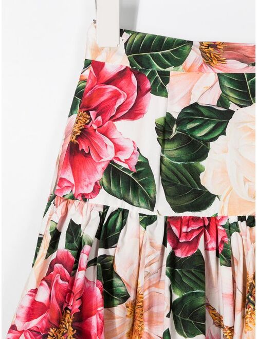 Dolce & Gabbana Kids floral print tiered skirt