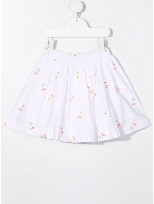 Bonpoint embroidered-cherry skater skirt