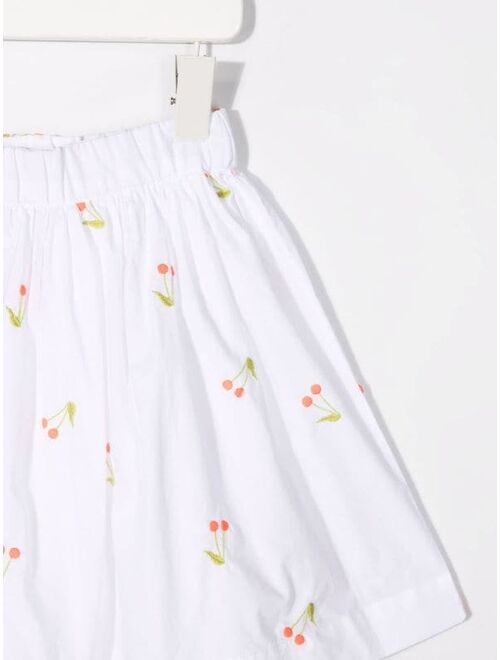 Bonpoint embroidered-cherry skater skirt