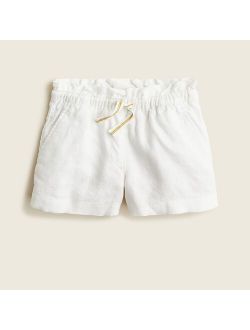 Girls' paper-bag-waist short in soft gauze