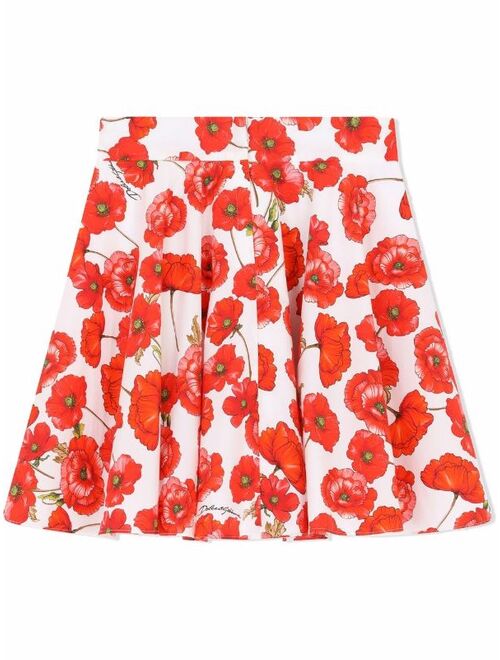 Dolce & Gabbana Kids poppy print skirt