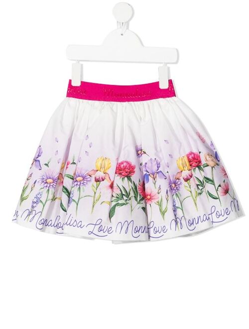 Monnalisa floral-print pleated skirt