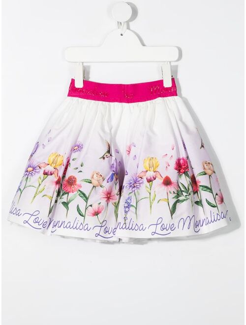 Monnalisa floral-print pleated skirt