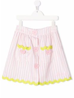 Kids heart-button striped skirt