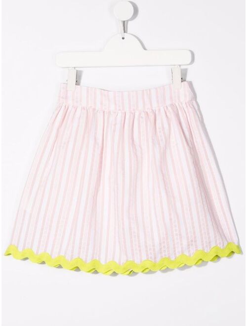 Moschino Kids heart-button striped skirt