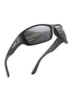 PUKCLAR Sports Polarized Sunglasses for Men Women Driving Sunglasses Cycling Running Fishing Golf Goggles Unbreakable Frame