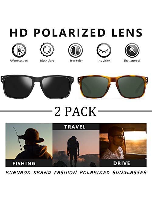 Kuguaok Polarized Square Sunglasses For Men and Women Matte Finish Sun Glasses UV Protection Glasses