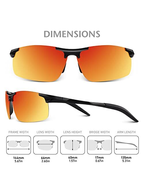 Linvo Polarized Sunglasses for Men UV Protection Ultralight Driving Cycling Fishing Sun Glasses with Zipper Case