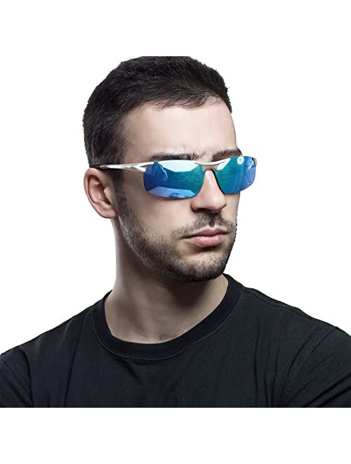 Linvo Polarized Sunglasses for Men UV Protection Ultralight Driving Cycling Fishing Sun Glasses with Zipper Case