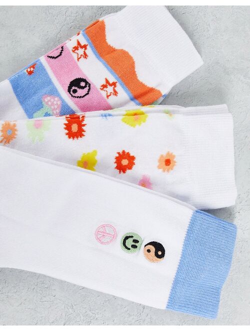 ASOS DESIGN 3 pack ankle socks with all over print