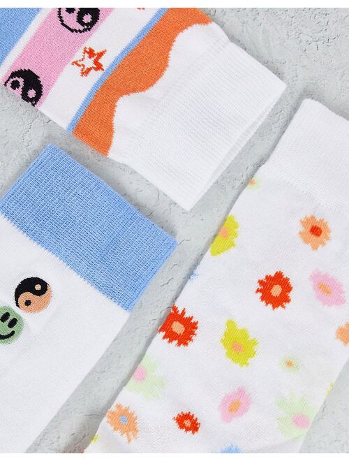 ASOS DESIGN 3 pack ankle socks with all over print