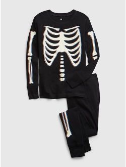 Kids 100% Organic Cotton Glow-In-The-Dark Skeleton PJ Set