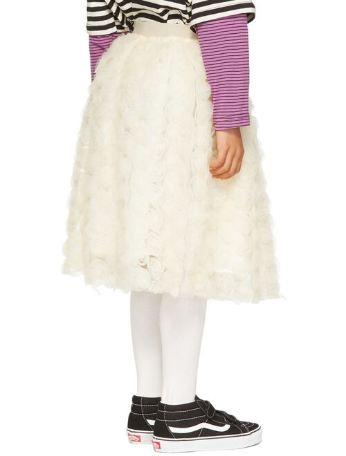 LUCKYTRY Kids Off-White Tulle Rose Skirt