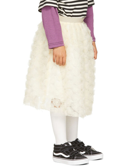 LUCKYTRY Kids Off-White Tulle Rose Skirt