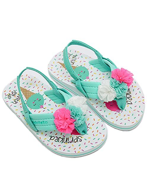 Saidoteto Kids Girls Slides Sandals Flip Flop Beach Shoes.