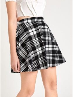 Teen Girls Plaid Flare Hem Skirt