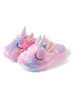Mtzyoa Kids Slippers Unicorn Cute House Slippers Memory foam Girls Fuzzy Slides