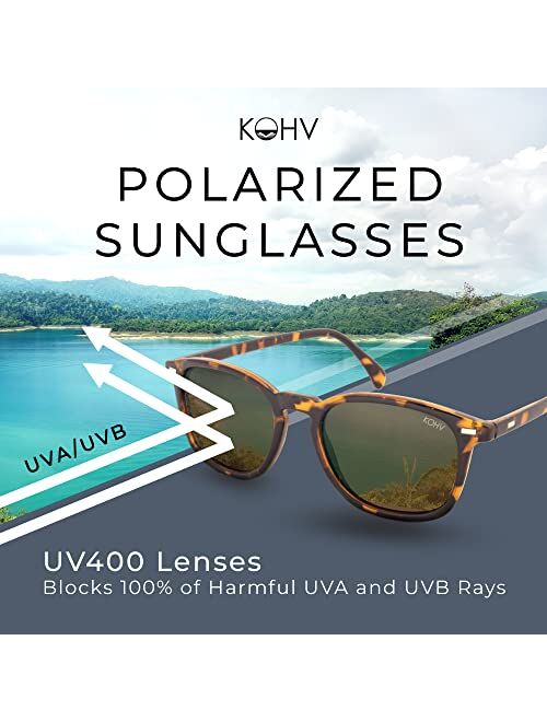KOHV - Bean Sunglasses, Anti-Glare Polarized Sunglasses, UV-Blocking Sunglasses for Women & Men, Vintage Sunglasses