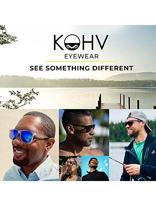 KOHV - Bean Sunglasses, Anti-Glare Polarized Sunglasses, UV-Blocking Sunglasses for Women & Men, Vintage Sunglasses