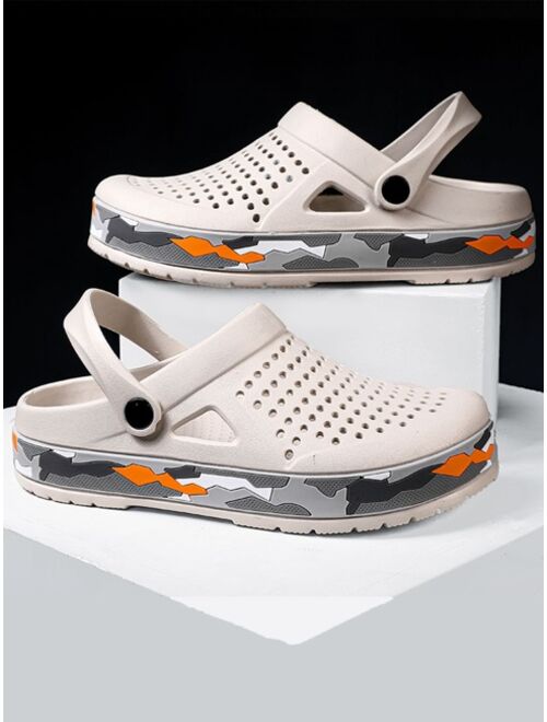 Shein Men Hollow Decor Camo Slingback Vent Clogs