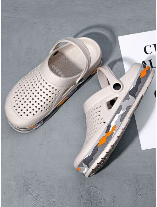 Shein Men Hollow Decor Camo Slingback Vent Clogs