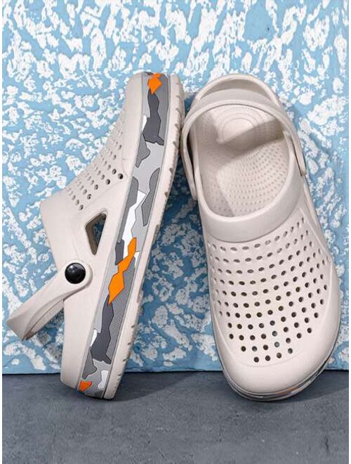 Shein Men Hollow Decor Camo Slingback Vent Clogs