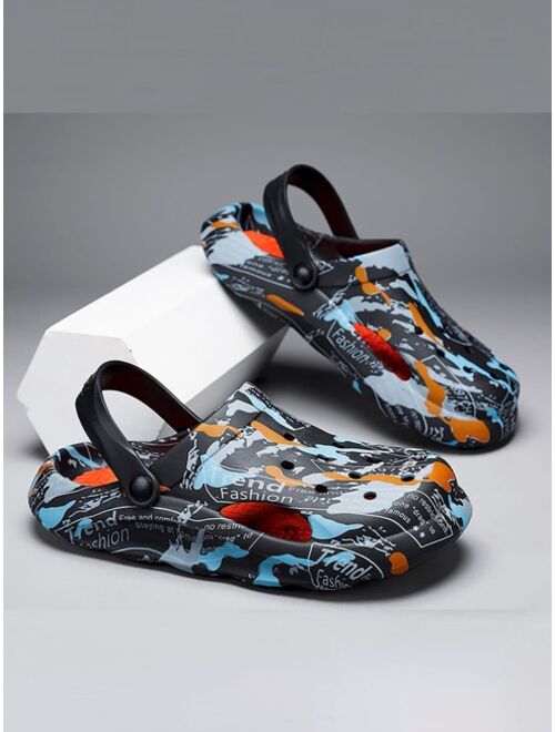 Shein Men Letter Graphic Hollow Out Vented Clogs