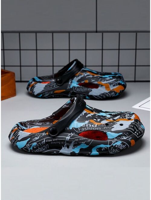 Shein Men Letter Graphic Hollow Out Vented Clogs