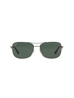 Men's RB3515 Metal Polarized Square Sunglasses
